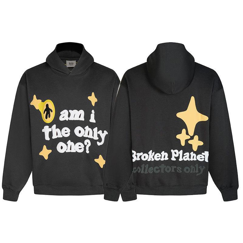 Unisex Broken Planet Print Velvet Hoodie - Trendy & Casual