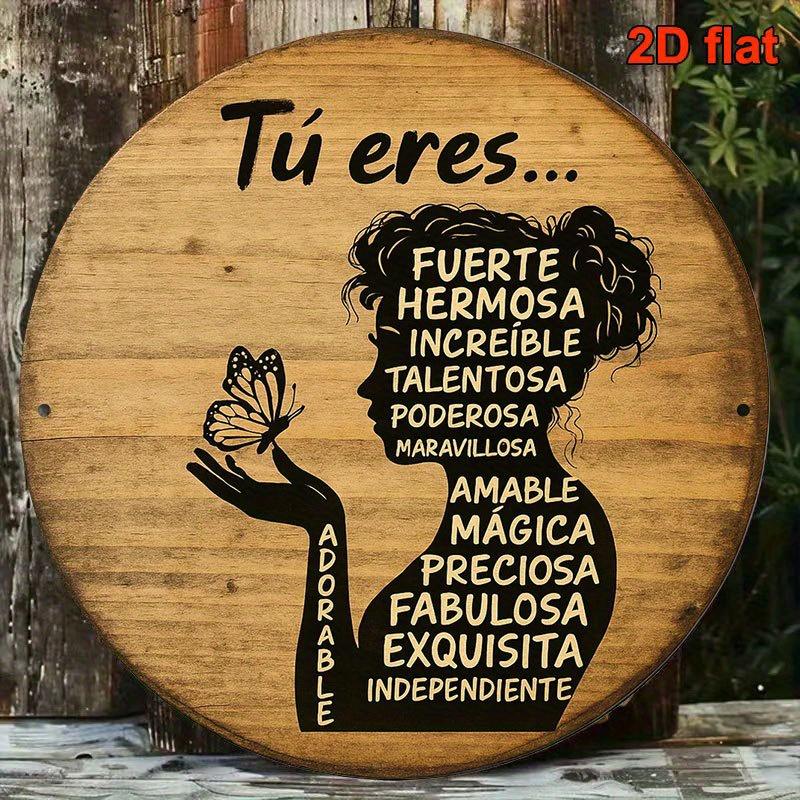 D Flat SelfLove Affirmation Wall Plaque in Spanish D Flat pc Inch Round Vintage Aluminum Sign with Inspirational Quot