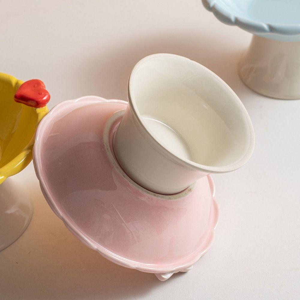 Ceramic Pet Food Water Bowl Cute Pet Food Dispenser Multifunction Elevated Cat Bowl  Pet Supplies