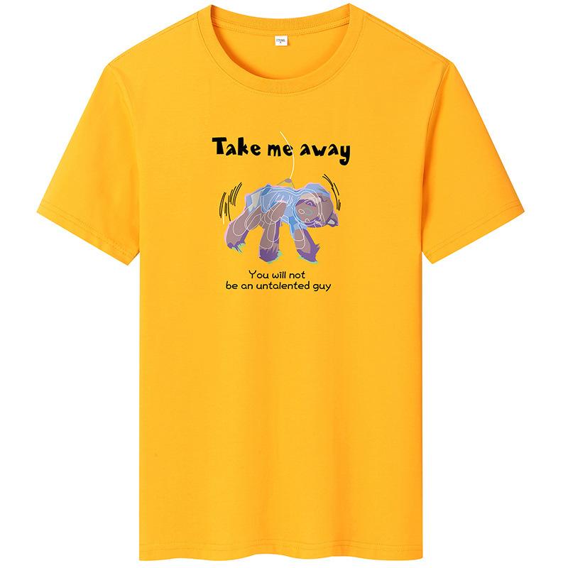 

Мужская футболка с короткими рукавами, повседневная хлопковая футболка с круглым вырезом, большой размер 6XL жёлтый