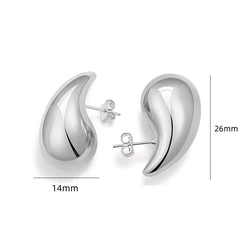 925 Silver Hollow Water Drop Earrings 18k Gold Plated Glossy Simple Jewelry Gift for Women