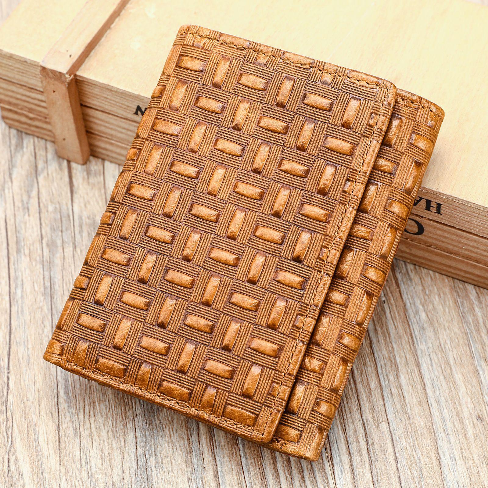 

Кошелек из коровьей кожи, мужской, винтажный, из натуральной кожи, противоугонный чехол для карт, кожаный зажим для нескольких карт коричневый