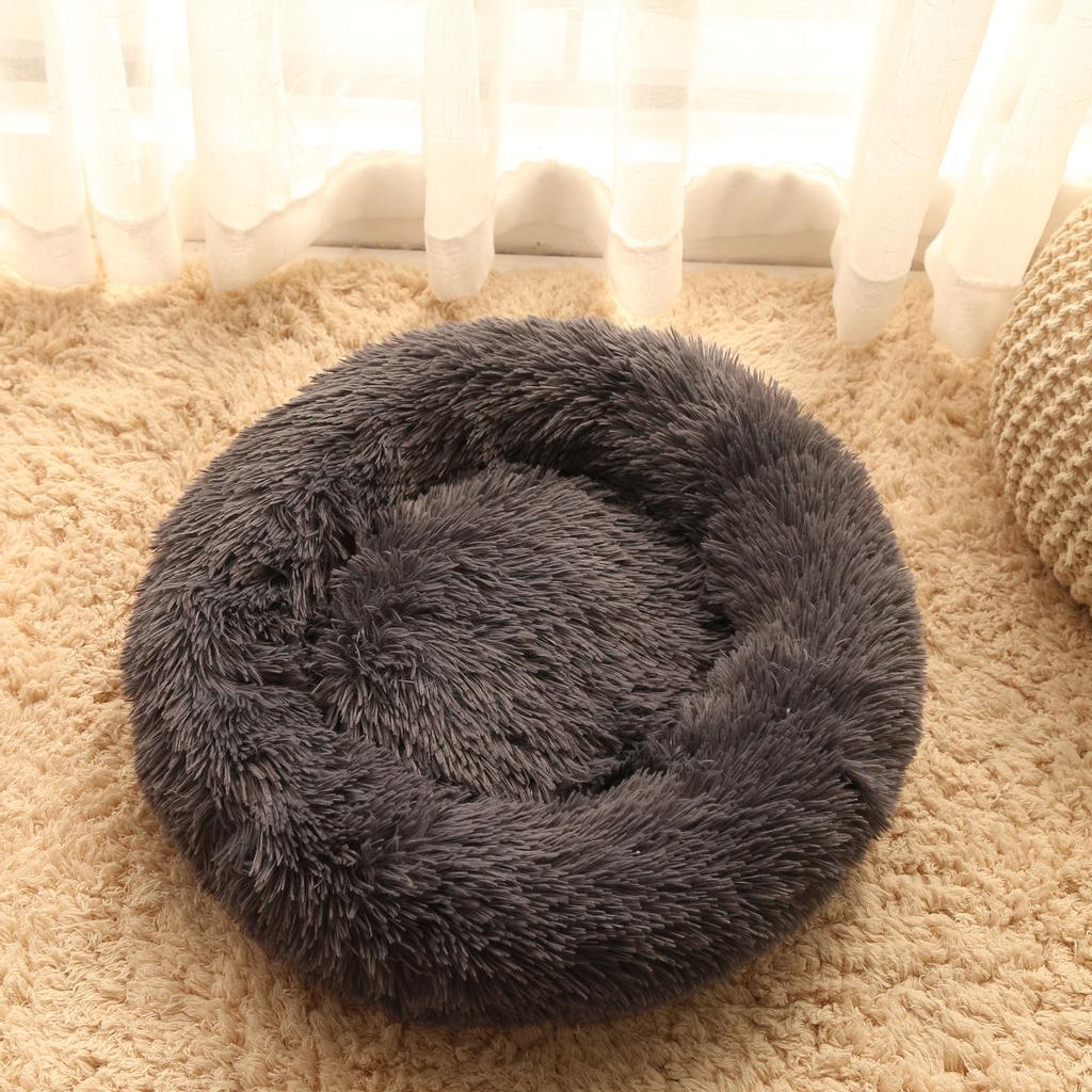 Rundes Hundebett aus Plüsch, Haus, Hundematte, Winter, warm, Schlafen, Katzennest, weiches langes Plüsch-Baumwollhaus, Kleintiernest, Winter, warm
