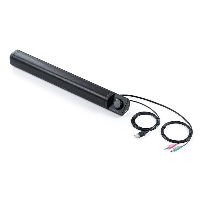 

Sanwa Direct PC speakers sound bar Volume/power dial type USB power supply 3.5mm connection 6W height 5cm Thin 400-SP099