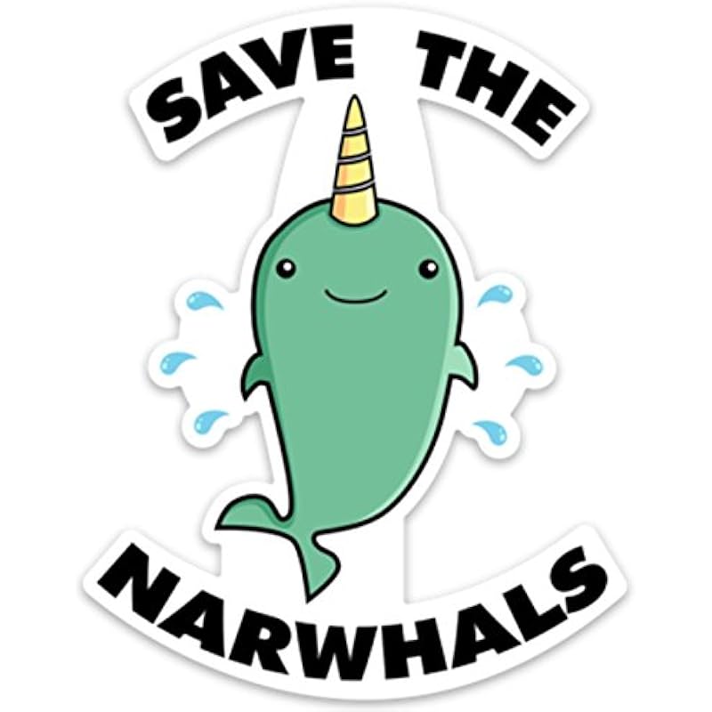 

Unicorn Whale Sticker Decal Funny Save The Narwhals 3 for Laptop Water Bottle Phone car 1pc