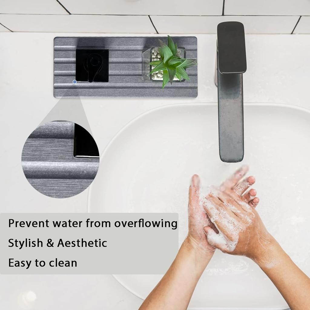Set of 3 Diatomite Hand Soap Holder, Water Absorbing Stone Tray for Kitchen Countertop, Fast-Drying Bathroom Trays(1pcs 22 x 10cm + 2pcs 10 x 10cm