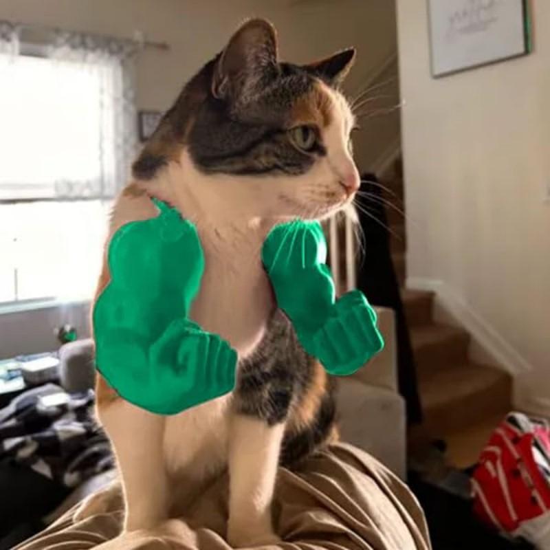 Cat Muscle Arm 3D Printed Superhero Cosplay Cat Neck Arm with Muscle for Kitten Cat Halloween Costume Accessories