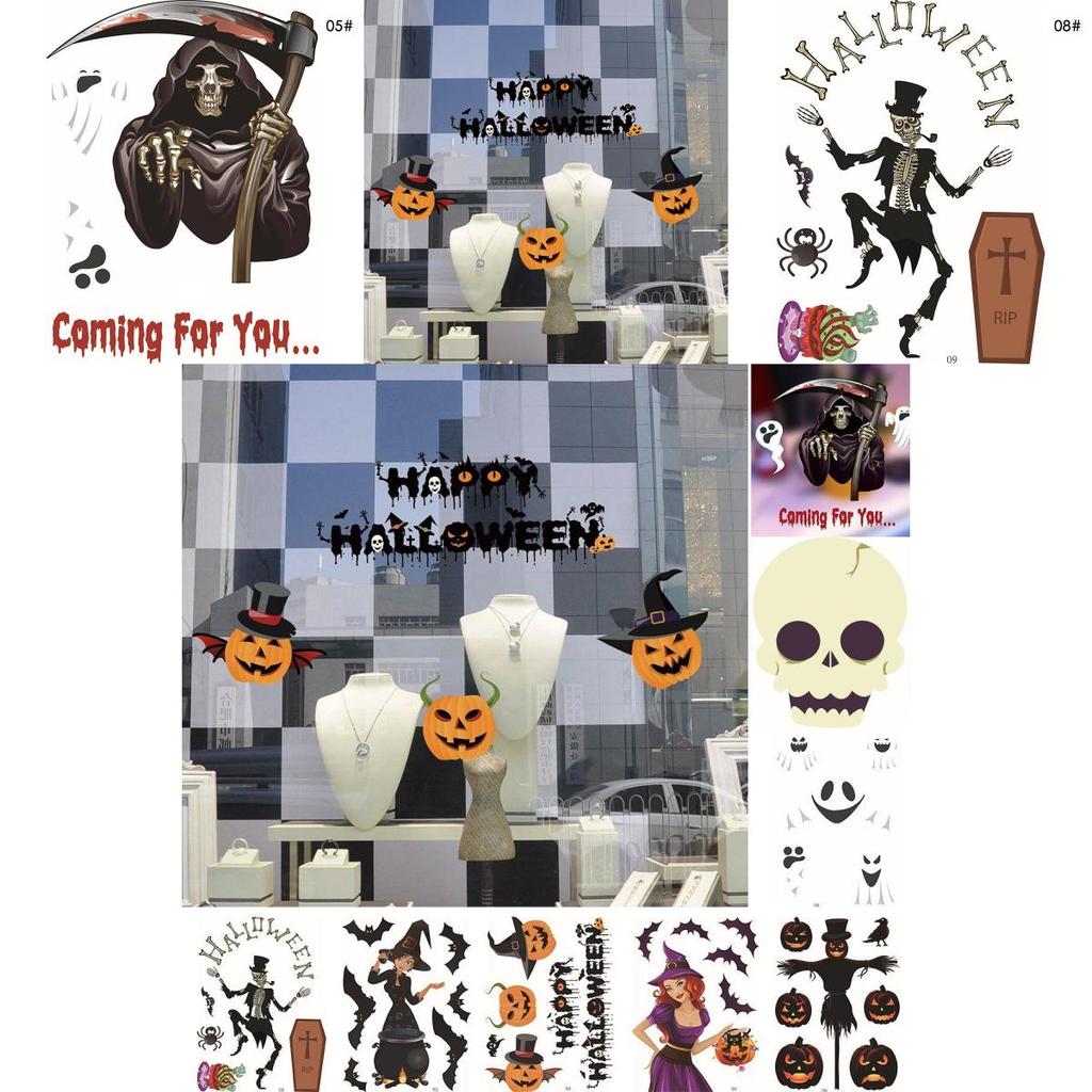 Versatile Classic Halloween Party Diy Witch Stickers Skeleton Ghost Window Wall Decals Decor