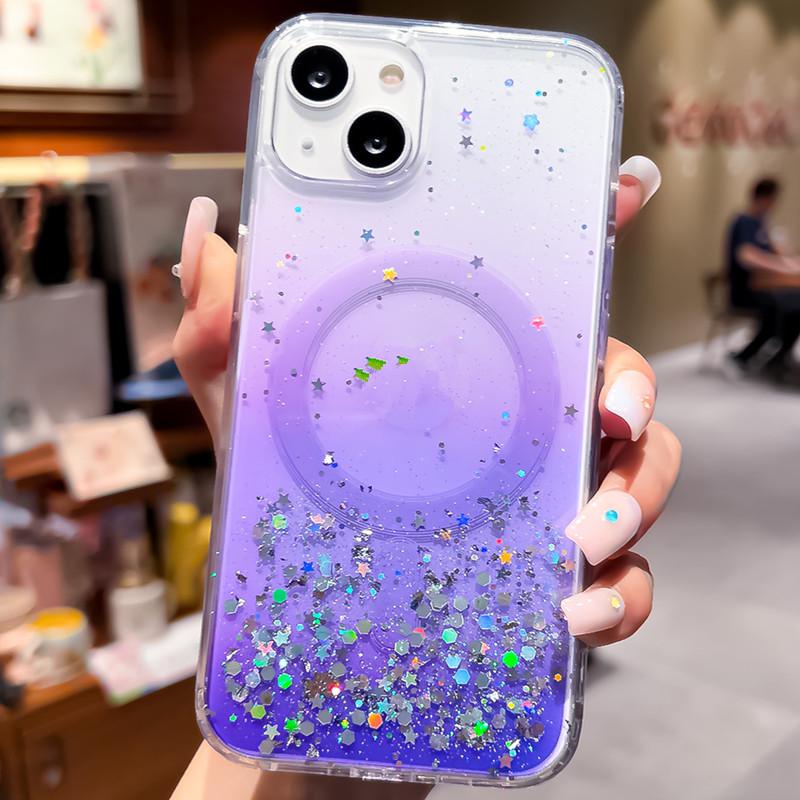 iPhone 17 Case: Epoxy, Glitter, Magnetic - Compatible with iPhone 11, 12, 13 Pro Max, 14, and 15 Gradient Styles