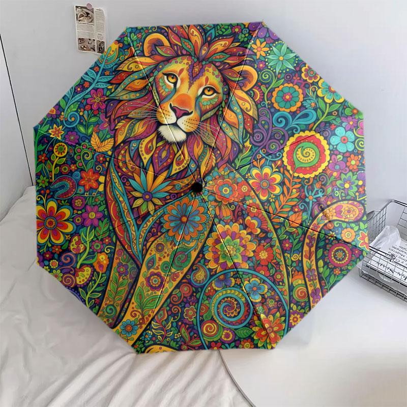 Mandala painting Pattern Pattern New Style Umbrella, 1 Piece Automatic Folding Umbrella, Portable Travel Umbrella, Outdoor Umbrella, Birthday Gift