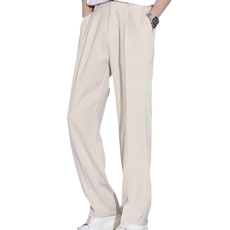 Pantalon d'été léger pour homme, élégant, coupe droite - Pantalon de costume ample, confortable, respirant, à drapé