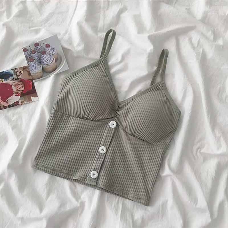 Comes Stretchable Colorful Singlet Padding Top Bralet Button With Camisole  Jewelry Accessory
