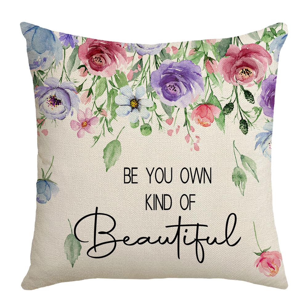 New Lavender Pillow Purple Spring and Summer Print Car Pillow Bedside Cushion Linen Pillow