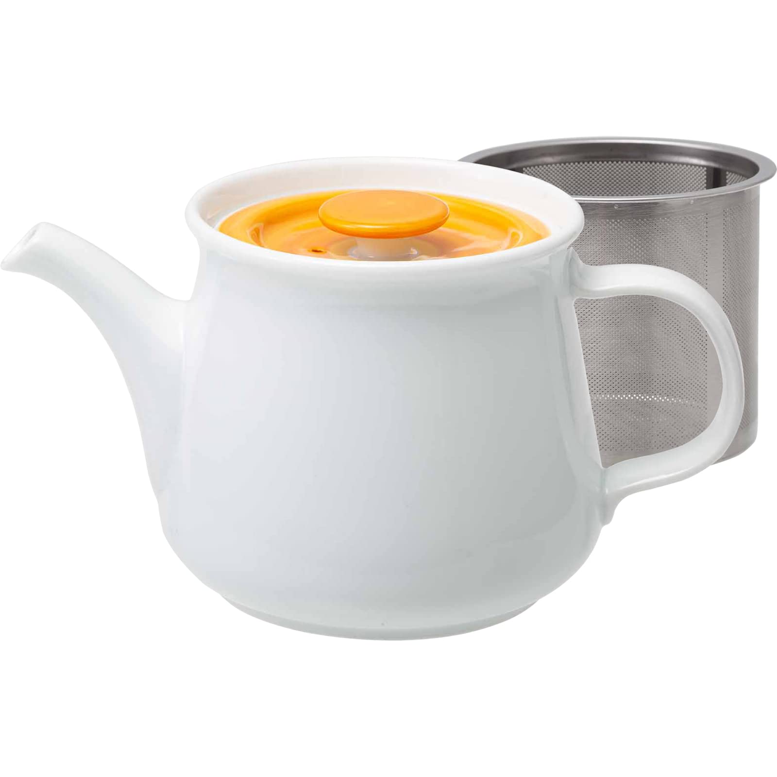 

Nishikai Toki Hasami Ware Teapot, Orange (with Super Stainless Steel Strainer), Approx. 525ml, Made in Japan, 20408, Yellow