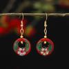 Chinese retro cloisonne enamel earrings female classical temperament simple flower earrings niche design earrings