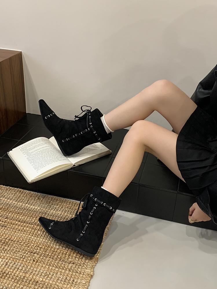 Winter New Boot Bohemia Ankle Boots Women  Tassels Faux Suede Boots Girl Clogs Cork Insole Long Botas Mujer Winter Outdoor Shoes