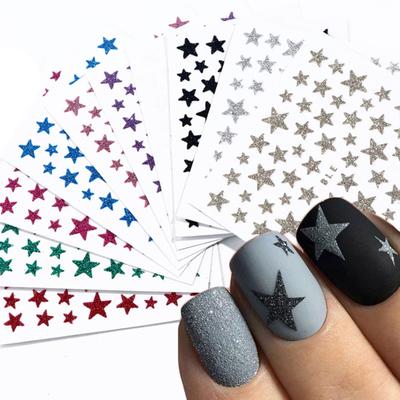 3D-Nagel-Slider-Sterne-Aufkleber, glitzernd, glänzend, Fingernagel-Dekoration für Frauen