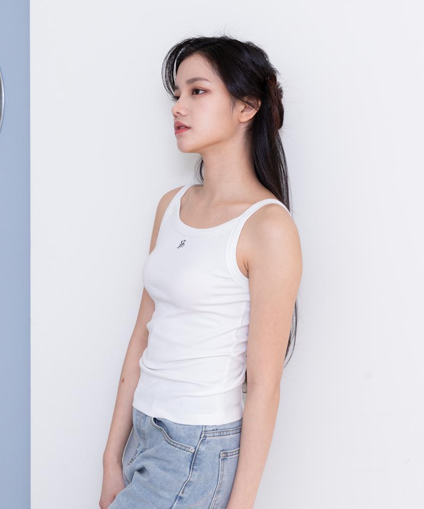 SELITIO Basic Logo Sleeveless Top White
