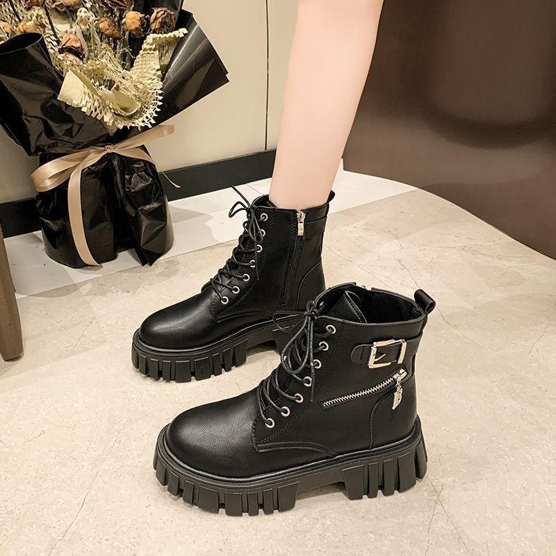 Retro handsome British short boots children 2025 autumn new thin small thick soles increase height Martin boots women