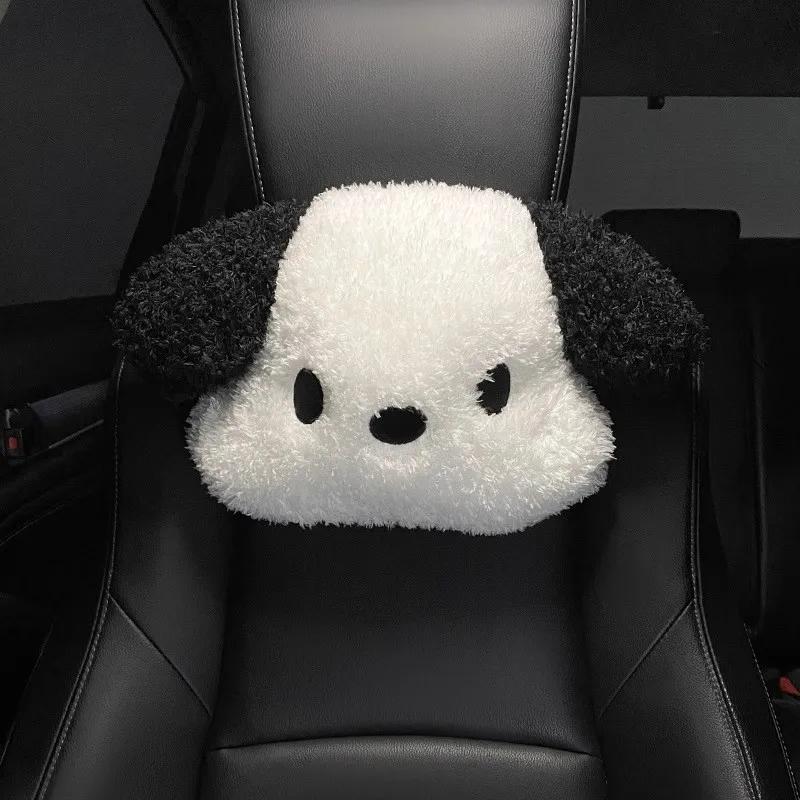 Car Headrest & Lumbar Support Seat Cushion Adorable Black & White Dog Pattern, Comfortable & Durable Accessories Pillow
