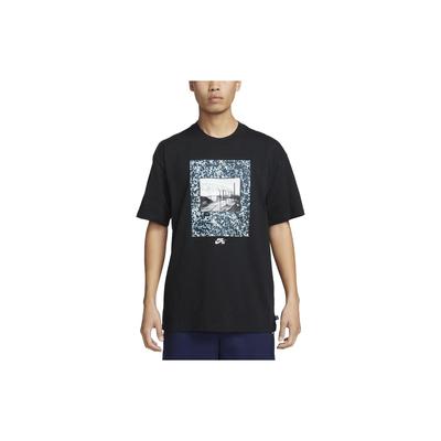 Photo Print Skateboard Crew Neck Short Sleeve T-Shirt With Drop Shoulders Men Tops Black FB8141-010