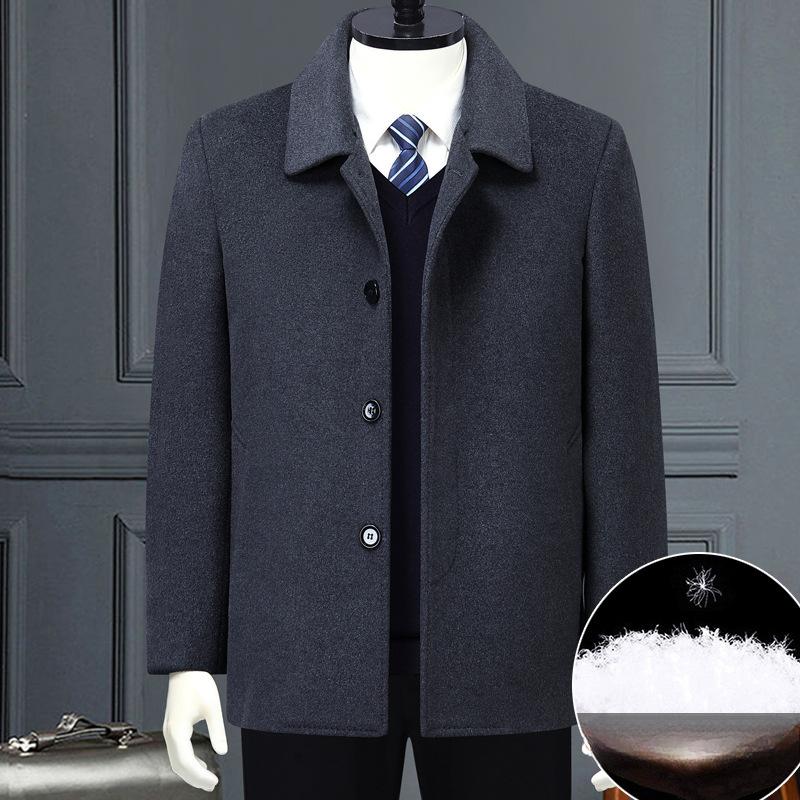 Winter cashmere coat men's short middle-aged and elderly business down jacket liner jacket thick woolen coat