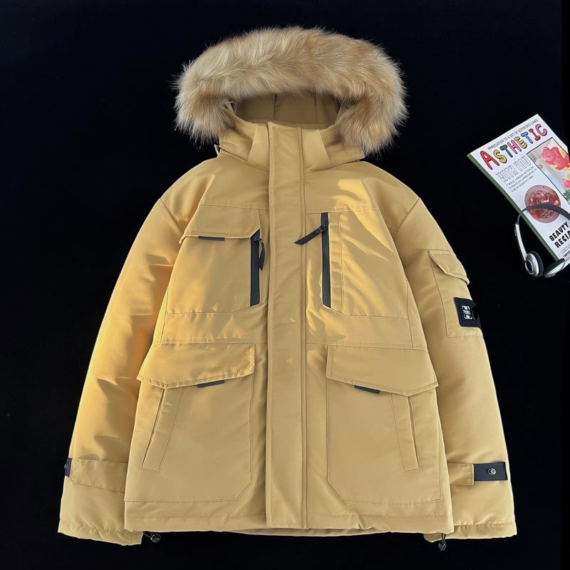 

Мужская зимняя пушистая парка больших размеров, утепленное пальто для отдыха на природе, теплая куртка на молнии M