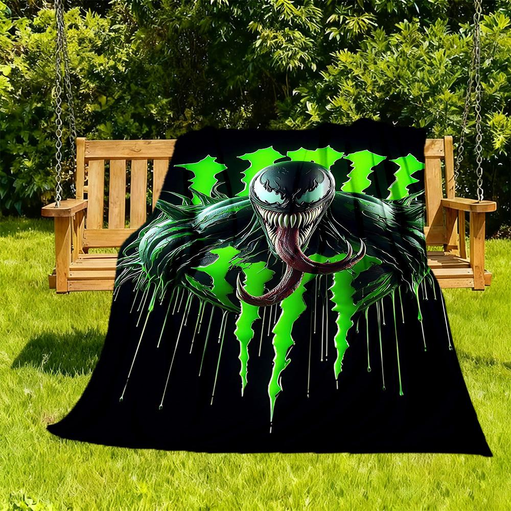 1PC Venom Outdoor Flannel Throw Blanket HD Printed Lightweight Soft Warm All Season Blanket for Sofa, Bed, Travel