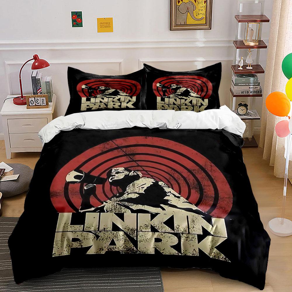 """Set Lenzuola Linkin Park" Set Copripiumino Biancheria da Letto Copripiumino Federe""" (1 * Copripiumino 2 * Federe, senza piumino)
