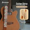 Retro Oil Painting Floral Guitar Strap with Classic Metal Buckle - PO-035 Personalized Design.