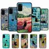 Cartoon Animal Black Cat Oil Painting Phone Case For Samsung S 9 10 20 21 22 23 30 23 24 Plus Lite Ultra FE S10lite Fundas