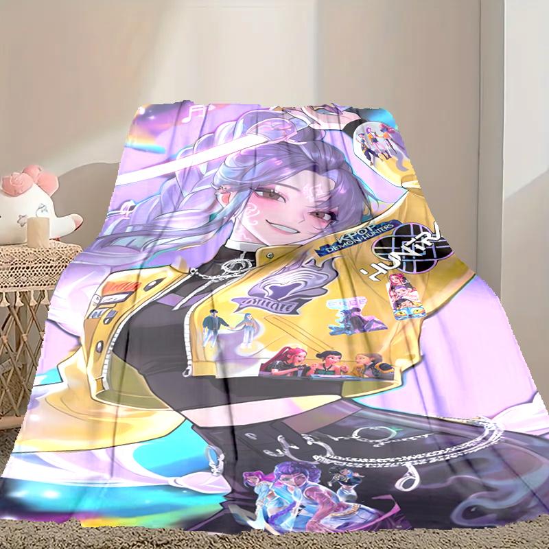 1pc Kpop Demon Hunters Blanket, Cozy Valentine's Day Blanket, Multi-functional Nap Blanket Available Throughout the Four Seasons