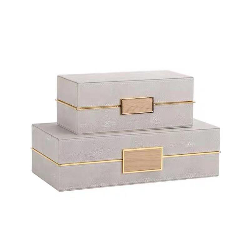 Gilded Leather Jewelry Boxes Cosmetic Jar Dresser Table Desk Decoration Exquisite Jewelry Ring Earrings Necklace Storage Box