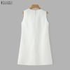 ZANZEA Women Casual Round Neck Sleeveless Print Dress