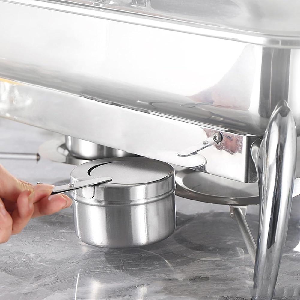 T02C!Hot Pot Fuel Rack, Stainless Steel Match Core Fuel Rack, Canned Warming Box Rack With Safetys Cover,For BBQ, Partys серебряный