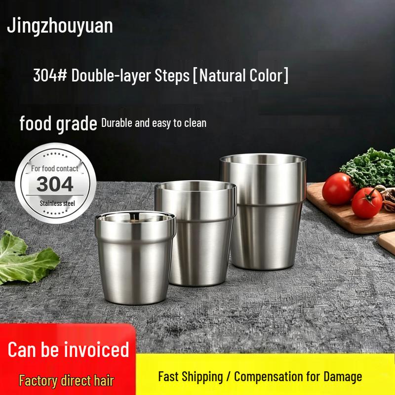 Jingzhouyuan Kids Double-Layer Anti-Scald 304 Stainless Steel Cup