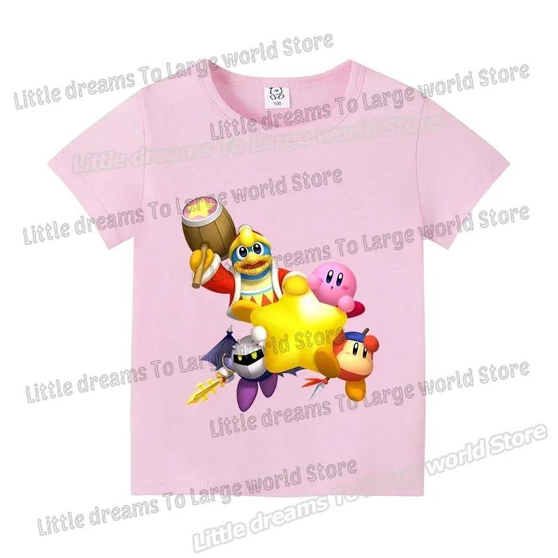 Kirby Tričko s krátkým rukávem Kluci Dívky Topy Oblečení Kreslené Bavlněné Tričko Roztomilé Anime Ležérní Oblečení Tričko Móda Y2K Tričko Dárek