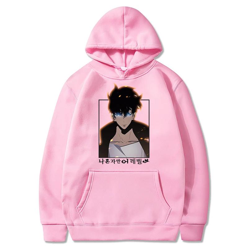 Solo Leveling Anime Mikina s kapucí Sung Jin Woo Potisk s kapucí Pánská Dámská Streetwear Zimní Teplá Fleecová Mikina Nadměrná Velikost Pulovr
