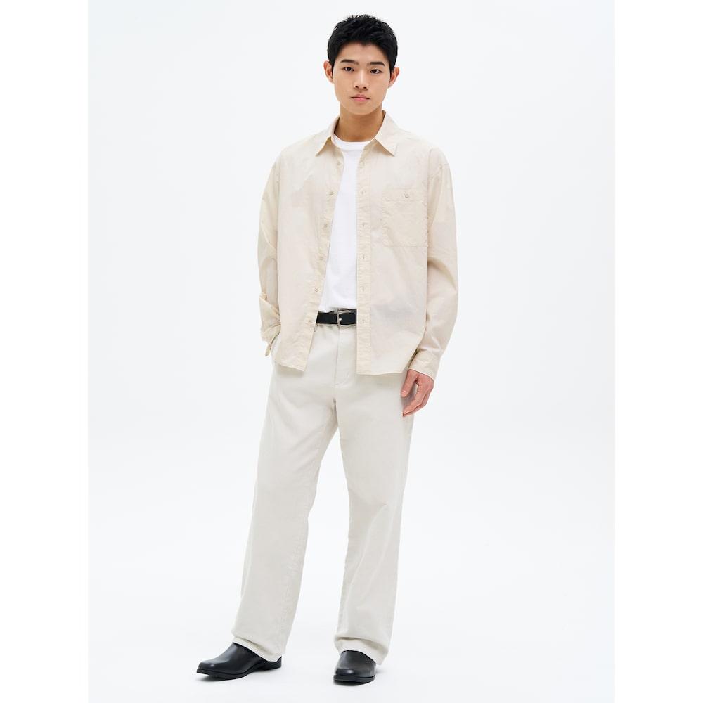 8SECONDS Cotton Spandex Semi-Wide Fit Elastic Waist Pants Ivory