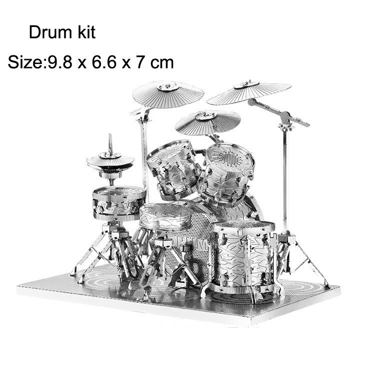 3D Metal Assembled Model DIY Jigsaw Puzzle Instruments Piano Guitar Drum Cello Bass Model Handicrafts Desktop Ornament Toy Gift