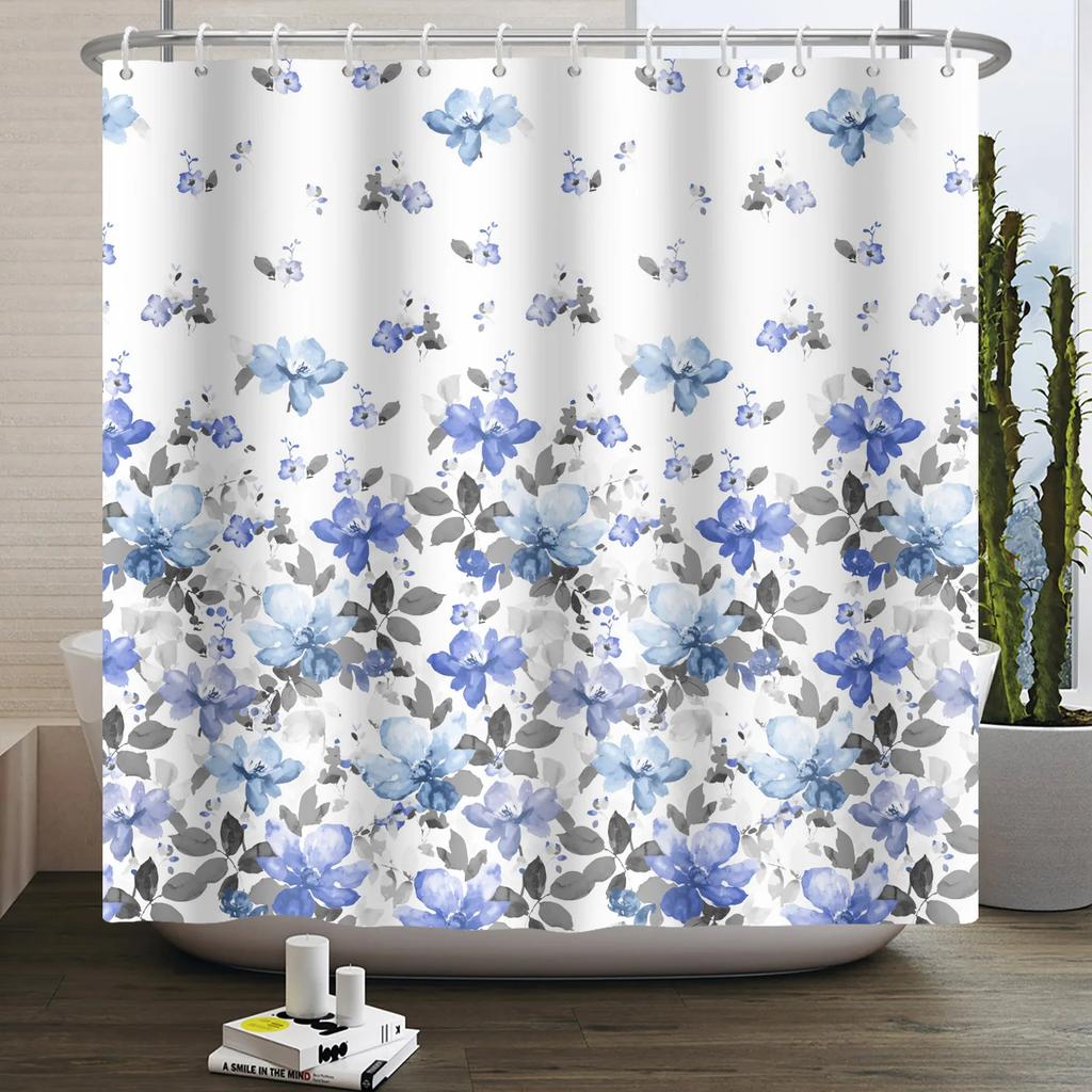 Bathroom Curtain with Fabric 180x180 Colorful Floral Spring Blossom Tree Boho Bathtub Waterproof Shower Curtains With Hooks