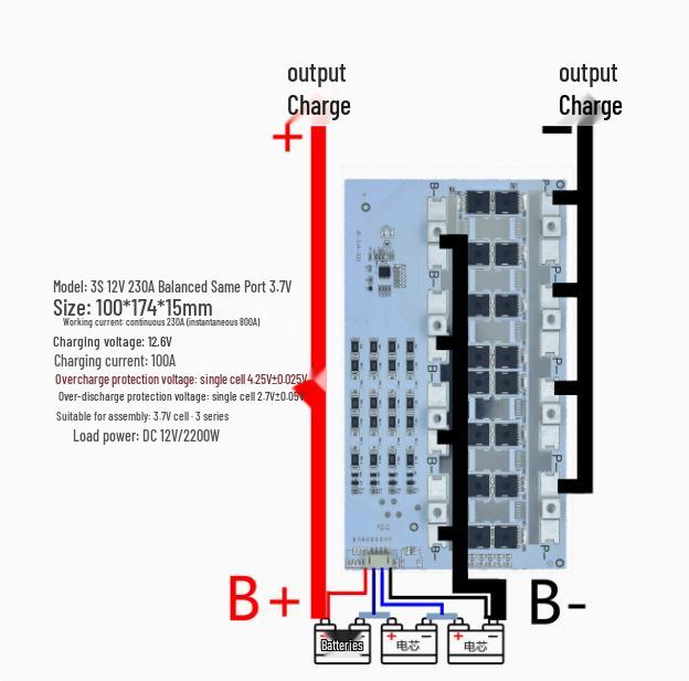 12V Lithium Battery Protection Board: 3-4 Series, High Current Equalization (100A, 200A, 300A), 3.2V Lithium Iron Compatibility.