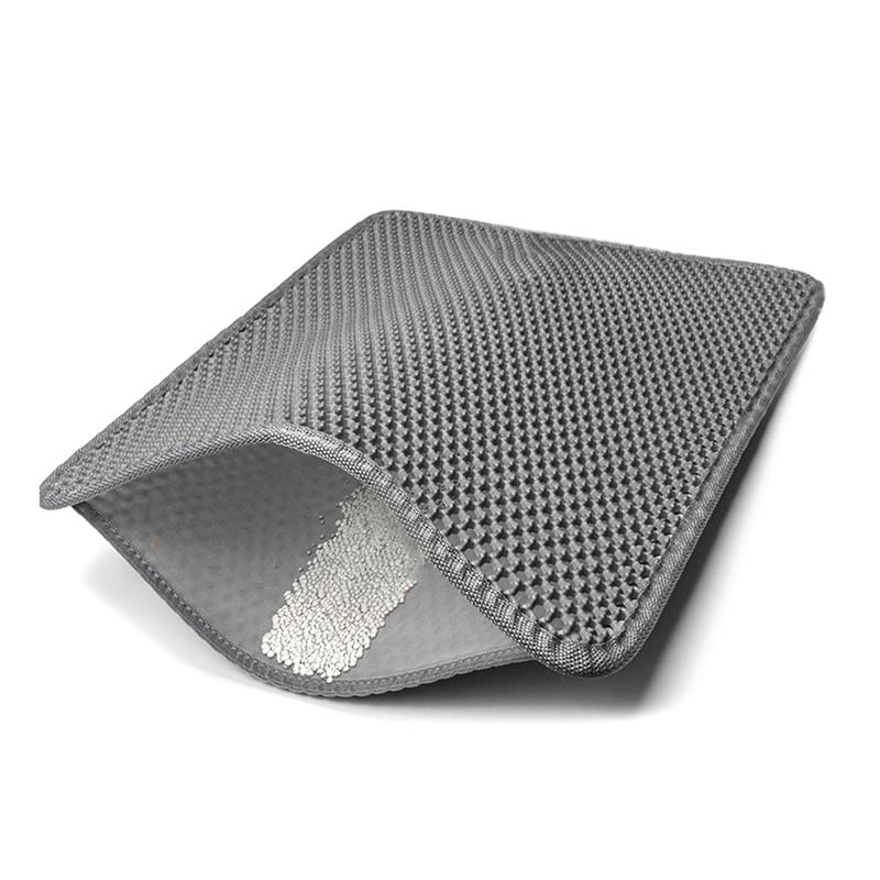 Double Layers Litter Trapping Mat-30" X 22" Large Cat Litter Box Mat-Easy To Clean Litter Mat For Floors