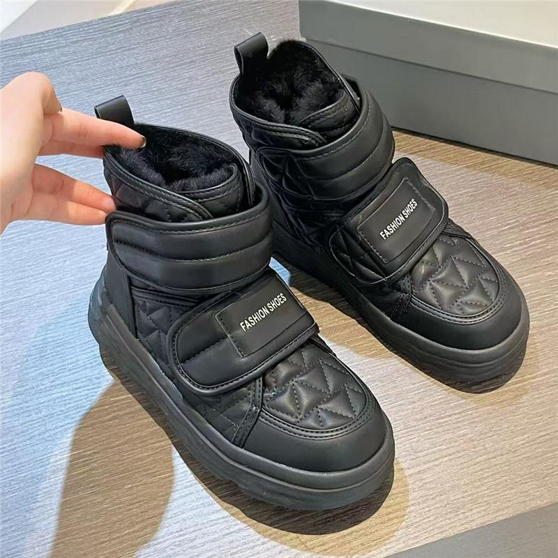 Fashion Snow Boots Women Chunky Heel Paltform All Match Casual Ankle Boots Hook Loop Flat Heel Increasing Mujer Shoes Winter New
