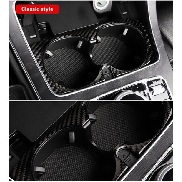 Bright Carbon Fiber Car Center Water Cup Holder Cover For Benz C W205 2015-19