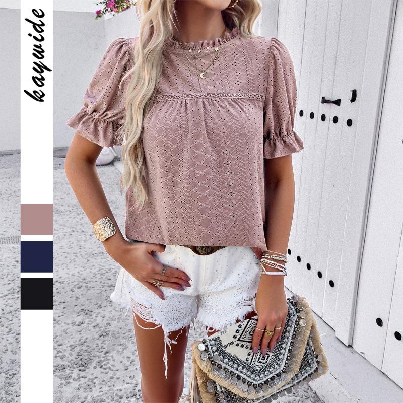 Casual Vacation Short-sleeved T-shirt Cardigan Top Shirt Women's Autumn and Winter Independent Station