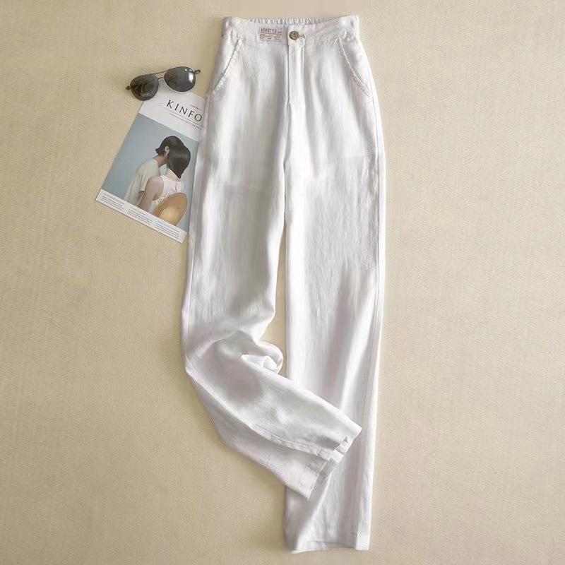 Linen Wide-leg Pants Women's Trousers Fashion Loose Simple Cotton Linen Women's Drape High-waisted Straight Pants