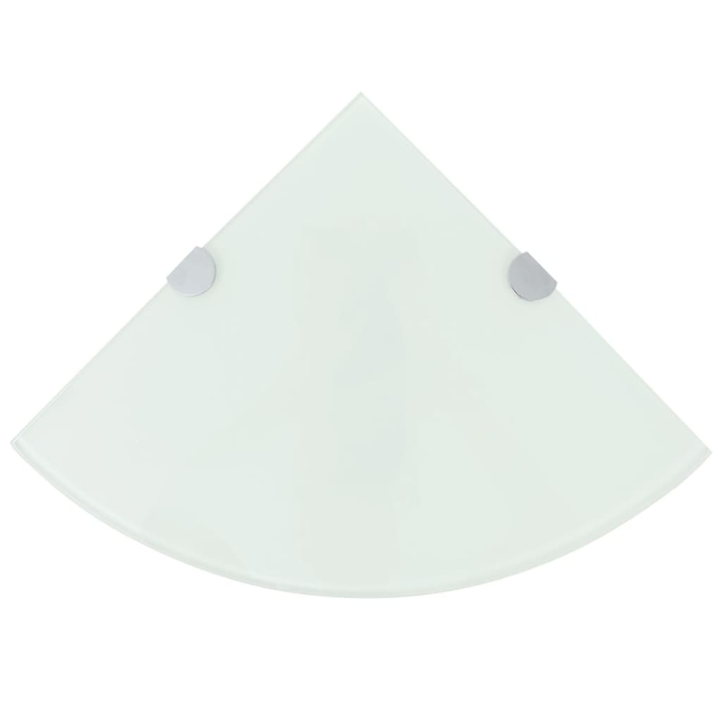 White Corner Shelf with Chrome Finished Brackets Glass 25 x 25 cm