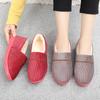 New Striped Round Head Low Top, Comfortable To Wear Outside, Winter Velvet Soft Sole Flat Heel Casual Warm Women's Cotton Shoes