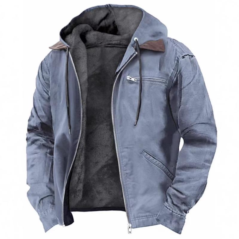 "2025 Men's Jacket New Fashion Casual Hooded Zipper Coat Retro Streetwear Lightweight Versatile Outerwear Spring Autumn"